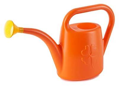 TYMAR Gießkanne mit Brause klein, aus Kunststoff, 1,8 Liter Volumen, kleine Gartengießkanne zur Pflege und Bewässerung von Pflanzen in der Wohnung, auf dem Balkon und im Garten (4,5L, Orange)