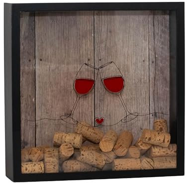 Castell Deco - Collecteur de bouchons de bouteilles de vin en liège Fabriqué en bois véritable et verre.