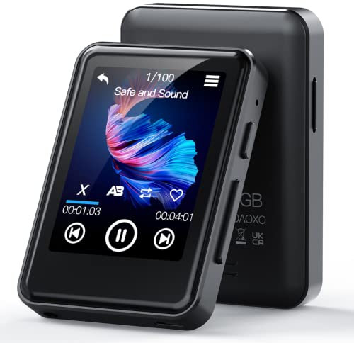 ZOOAOXO 64GB MP3 Players with Bluetooth 5.2, Music Player with 2.4 Inch Full Touch Screen, Built-in Speaker, HiFi Sound Quality, E-Book, Alarm Clock, FM Radio, Voice Recorder, Headphones Included