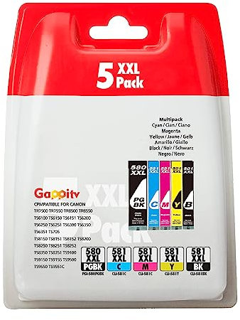 TOMKIRA PGI-580 CLI-581XXL Druckerpatronen Kompatibel für Canon 580 581 Multipack Patronen Ersatz für Canon Pixma TR8550 TS705 TS6150 TR7550 TS6250 TR8500 TS8251 TS6350 TS9550 TS6151