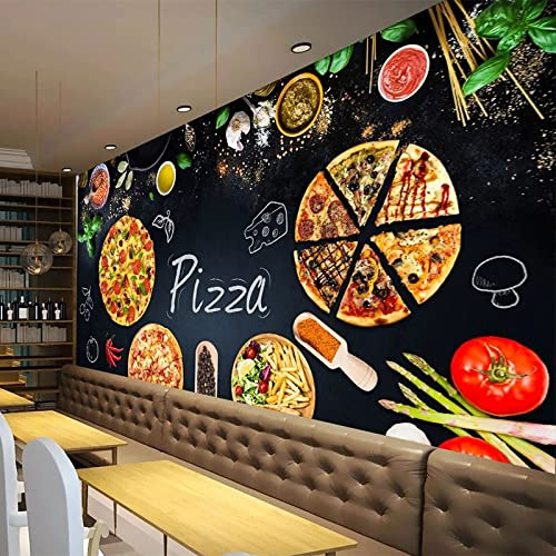 YXTSmurals Pizza Gemüse Restaurant Fototapete 3D Effekt 3D Panorama Wandbild Selbstklebende Wandtapete Wohnzimmer Kinderzimmer Wanddeko Tapete Art Poster Tv Hintergrund Wandbilder