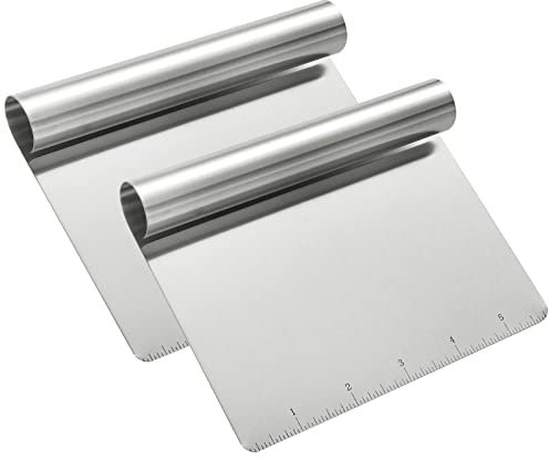 Paquete de 2 espátulas y picadoras de alimentos de acero inoxidable, espátula grande para plancha, utensilio de cocina multiusos para masa, pastel, pizza