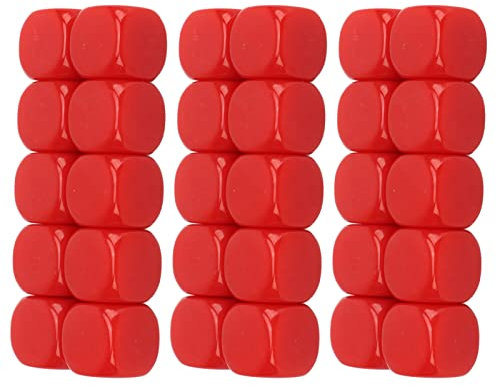SPYMINNPOO 30 STÜCKE 16 MM Blanko Würfel Set, Kunststoff Abgerundete 6-seitige Würfel Würfel Für Spiel Party Spaß DIY Aufkleber Matheunterricht (Rot)