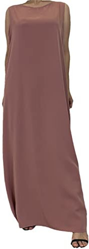 Vsadsau Ärmelloses Innenkleid, muslimisches Abaya-Kleid, Dubai, lässiger Kaftan, islamischer Bademantel, rose, XX-Large