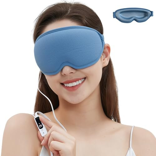 WellSync Heated Eye Mask for Dry Eyes - Warm Compress for Chalazion Blepharitis Stye w Smart Temperature & Timer Control - 3D Eye Mask for Sleeping, Relief Eye Strain, Migraine, Puffy