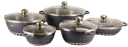 Die-Cast Aluminium Stockpot Set with Non-Stick Coating Saucepan Pot Pan Casserole with Lid 5pc