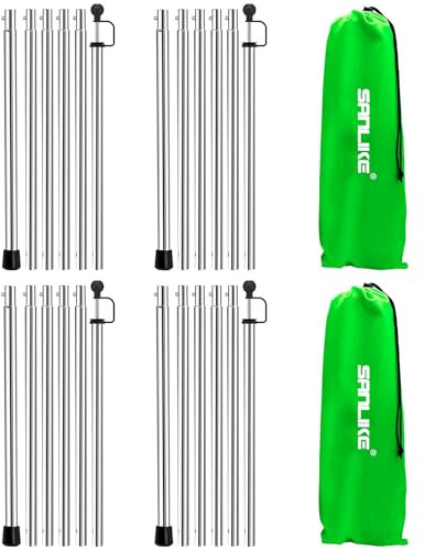 SAN LIKE Zeltstange Teleskopstange für Zelte Camping, Zeltstangen Teleskop 240cm aus Edelstahl, Tarpstange Teleskop Sonnensegel Campingplanen Ersatz Stützstangen Vorzelte Teleskopierbar 4er-Set
