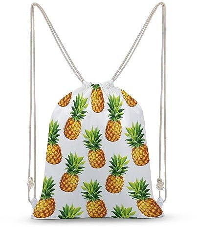 NIBABAEU Rucksack mit Kordelzug, tropische Früchte, Ananas, große Kapazität, wasserabweisend, Segeltuch, Sport, Yoga, Turnbeutel für Jungen, Mädchen, Frauen