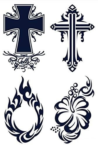 5 Bilder Temporäres Tattoo Juice Tattoo Fake Tattoo Kreuz Blumen