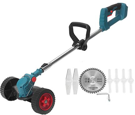 Cisaille à gazon portative de taille-haie, Tondeuse à gazon électrique 21V tondeuse à gazon sans fil longueur réglable outils de jardin Léger et facile à utiliser ( Color : With bilateral wheel , Size