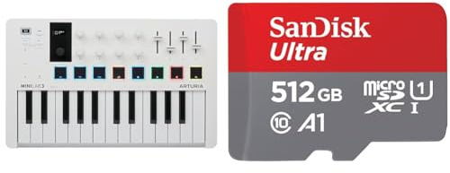 Arturia - MiniLab 3 - Universal-MIDI-Controller für Musikproduktion & SanDisk Ultra Android microSDXC UHS-I Speicherkarte 512 GB + Adapter