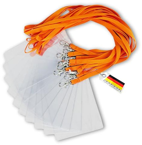 Schlüsselbänder aus Baumwolle mit Ausweishülle DIN A6 - twist4® (orange, 10 Stück)