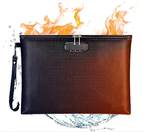 Portadocumenti Cassaforte ignifugo, impermeabile, per documenti A4, custodia con chiusura lampo (36 x 26 cm)