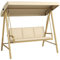 Outsunny 3 Seater Garden Swing Chair, Outdoor Hammock Bench with Adjustable Canopy, Removable Cushions and Steel Frame, Beige