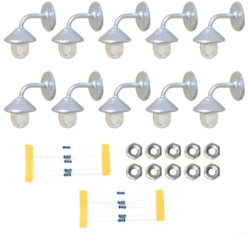 HEIBTENY 10 Stück Wandlampen + 10 Widerstand LED Straßenlaternen 1-flammig Für H0-Häuser Baukasten Lampen & Beleuchtung Zubehör Für Miniaturszenen Layout