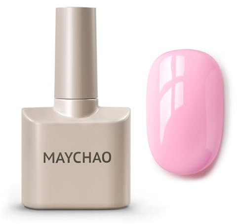 MAYCHAO Sakura Pink Gel Nail Polish, Soak Off UV LED Summer Gel Polish Nail Art Starter Manicure Salon DIY at Home, 0.5 OZ
