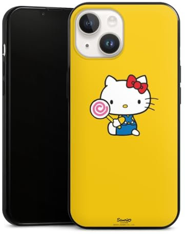 Slim Case extra dünn kompatibel mit Apple iPhone 14 Silikon Handyhülle schwarz Hülle Hello Kitty Cartoon Fanartikel
