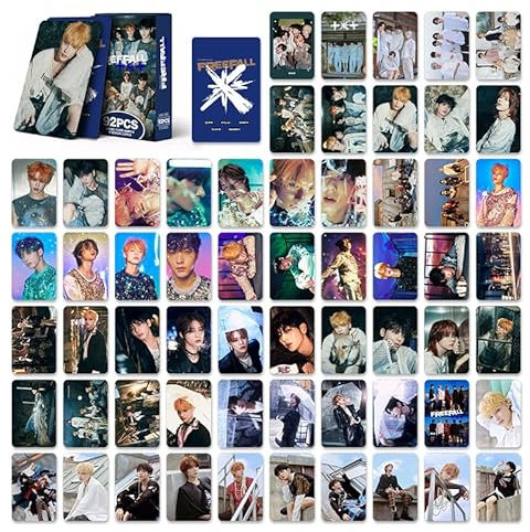 iFii TXT Fotokarten, 6 x 9 cm, Premium-Laser-Kpop TOMORROW X TOGETHER Karten Yeonjun, Soobin, Beomgyu, Taehyun, Grußkarten, mit Postkartenbox für Fans (TXT-Freifall), 92 Stück