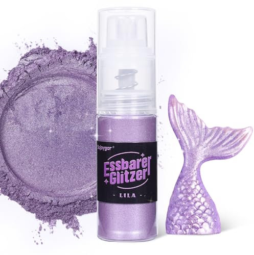 Essbarer Glitzer - 10g Lila Glitzer für Getränke Essbares Glitzerpulver, Lebensmittelfarbe Pulver Goldpulver, Metallisch Glitzerpuder Glitzerspray für Cocktails, Schokolade, Kuchen, Fondant