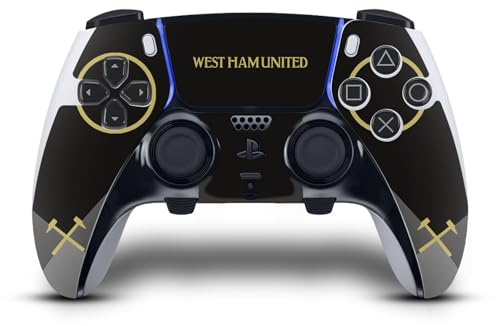 Head Case Designs Offizielle West Ham United FC Schwarz & Gold Kunst Vinyl Haut Gaming Aufkleber Abziehbild Abdeckung kompatibel mit Sony PlayStation 5 PS5 DualSense Edge Controller