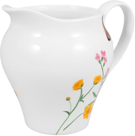 Amosfun pentola per salsa in ceramica caffettiera bollitore brocca di latte brocca per latte e brocca in ceramica forniture per la preparazione del lattiera in ceramica bianca