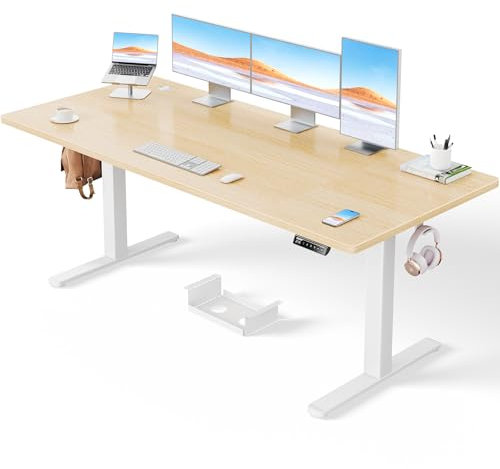 ErGear Electric Standing Desk-180 x 80 cm-100kg Load Capacity Height Adjustable Desk with Advanced Brushless Motor, Quiet Operation, Sturdy Metal Frame,Four-part Tabletop