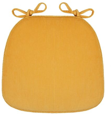Viusneun Stuhlkissen, 43x41cm Sitzkissen mit Bindeband Waschbare rutschfeste Sitzpolster Abnembar Bezug Mit Reißverschluss Stuhlkissen für Gartenstuhl Esszimmerstuhl Bürostuhl (Gelb)