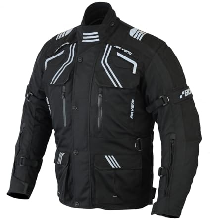 Herren Motorradjacke, Wasserdicht mit CE Protektoren, Herausnehmbares Innenfutter, 12 Taschen, Abriebfest - Perfekt für Touring & Biker (DE/NL/SE/PL, Alphanumerisch, L, Regular, Regular, Schwarz)