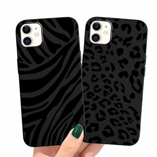 ZhuoFan 2 Pack Case for Apple iPhone 11 6,1,Leopard print With Print Girls Women Shockproof Protective Soft TPU Cover Design Aesthetic Funny Pattern Matte Cases,6