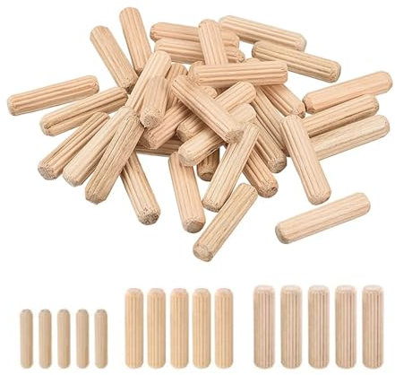 Chevilles en bois massif dur, Goupilles de tiroir d'armoire rondes cannelées à extrémités biseautées for l'artisanat du bois, goupilles de fixation de meubles, 36/50/100 pièces(100pcs,4x25mm)