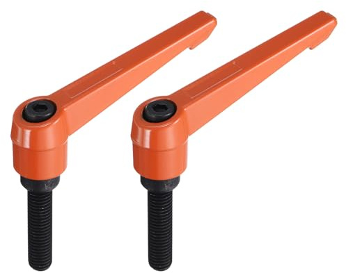 QUARKZMAN 2 Stück Klemmhebel Griff M10 x 40mm Außengewinde Bolzen Klemmschraube Druckknöpfe Kohlenstoffstahl, Verstellbarer Klemmhebelgriffe Handgriff für Werkzeugmaschinen, Orange