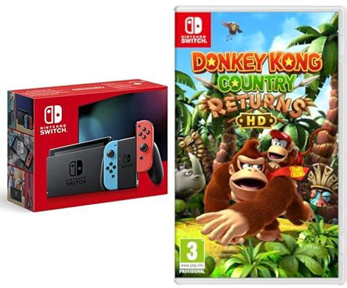 Nintendo Consola Switch - Color Azul Neón/Rojo Neón & Donkey Kong Country Returns HD