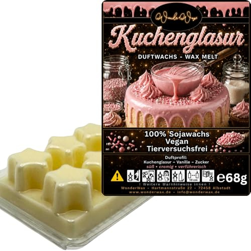 WonderWax® Duftriegel 6 x Duftwachs Sterne Weiß Kuchenglasur | Farbe: Weiß | Raumduft für Duftlampen, Wax Melt, Sojawachs, Indoor Duftöl Wachs schmelzen für Aromalampe