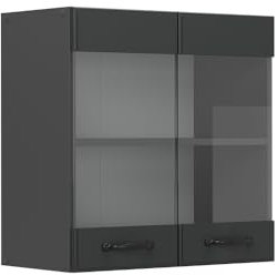 Vicco Küchenglashängeschrank R-Line, Glashängeschrank, Anthrazit Landhaus, 60 cm