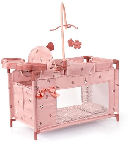 Bayer Design 62626AA Puppenbett mit Schrank, Sitz, Mobile, Ablage, Bettdecke, Kissen, Puppenzubehör