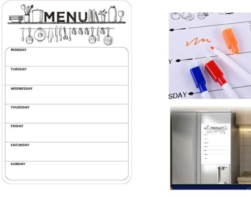 Essensplaner Woche Abwischbar（A4，30x21cm) , Magnetischer Wochenplaner Für Den Kühlschrank Wöchentlicher Planer, Magnetischer Wochenplaner，Einkaufsliste, Notizblock Für Küche