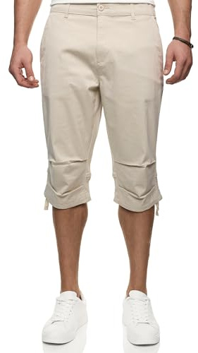 Indicode Herren INSelion 3/4 Shorts | Herrenshorts Dreiviertel aus Baumwolle Fog, XL