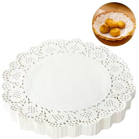 140 Stück Tortenspitze Rund Papierdeckchen, 5,5 Zoll Papier Deckchen Weiße Spitze Tortenspitzen Papier Spitzendeckchen Kuchen Verpackung Pads für Hochzeiten Geburtstagsfeier Geschirrdekoration