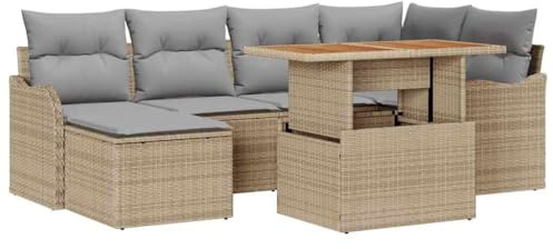vidaXL Garten-Sofa-Set 7 STK. Beige Poly Rattan