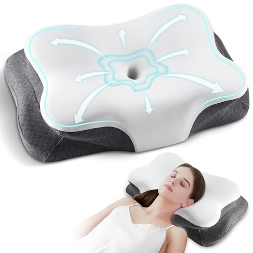 Silkena Kissen, Nackenkissen Memory Foam, Ergonomisches Kopfkissen mit Nackenstütze für Seiten-, Rücken-, Bauchschläfer – mit abnehmbarem Bezug