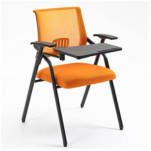 Chaise de bureau ergonomique avec accoudoirs relevables – Chaise pivotante réglable, structure en acier, dossier en maille, pliable et roulettes – Siège épais avec tablette et porte-gobelet(C green)