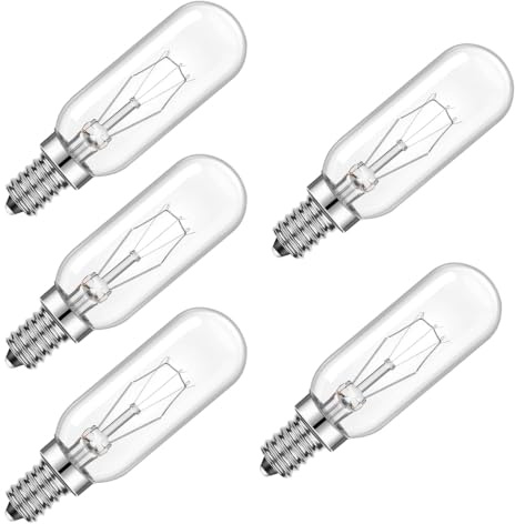 5 Pack Oven Light Bulb T25 E14 40W Warm White 2700K for Cooker Hood | Cooker Hood Bulbs Extractor Fan Bulb for Desk Lamp Hob Extractor Small Screw Appliance Lamp Cooker Hood Light Bulbs