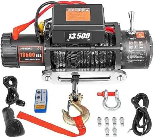 6 123,5 kg 12 V électrique avec corde de remorquage synthétique avec palan de levage de 24 m pour 4 x 4 voiture, remorque, camion, bateau hors route