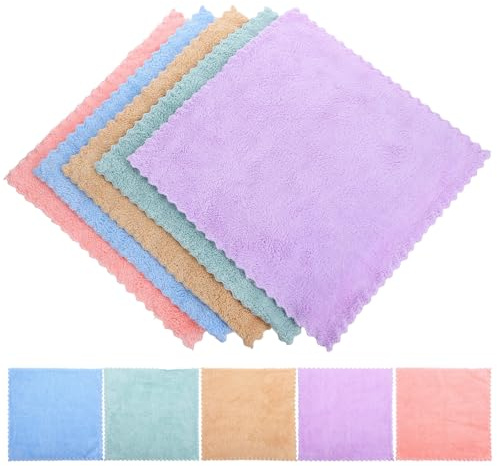 VANZACK 10 Pcs Coral Fleece Wash Cloths for Face and Shower, 30x30cm Microfiber Small Towels, Soft Absorbent Makeup Remover Cloths with Assorted Colors for Daily Bath Use