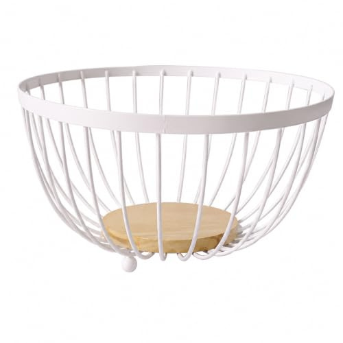 Frutero de Metal Blanco de Diseño Abierto Ø25×12,4 cm | Para Frutas y Organización en Cocina, Comedor y Salón XZ-23193