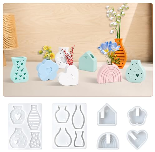 MSIHEY Juego de 8 moldes de silicona para velas, jarrones de resina