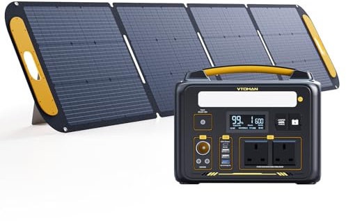 VTOMAN Jump 600X Portable Power Station with 200W Lightweight Solar Panel | 299Wh Expandable Solar Generator LiFePO4 Battery with 600W (Surge 1200W) AC Outlet, PD 60W Type-C Output for Camping