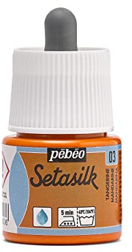 Pébéo - Setasilk Tangerine 45 ml Bottle - Silk paint - 45 ml Pipette cap bottle - Tangerine