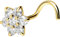 PIERCINGLINE 18 Karat Gold Nasenpiercing Spirale MOISSANIT BLUME Piercing Nase Stecker Gelbgold Kristallklar