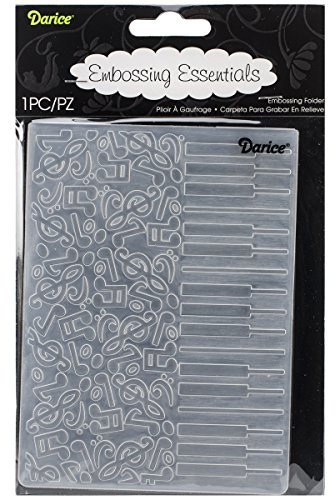 Darice Prägeschablone, Klaviertasten und Noten, Plastik, transparent, 10,8 x 14,6 x 0,4 cm
